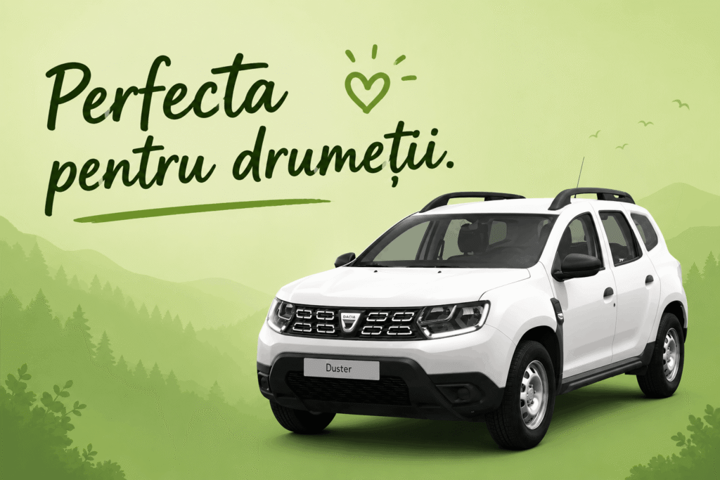 Fără timpi pierduți, fără stres: Rent a Car Dacia Duster direct de la Aeroportul Brașov și pornești la drum